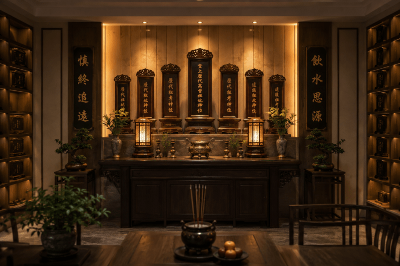 福龍紀念園祖先牌位供奉文章AI圖
