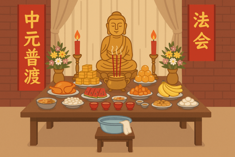 翰鑫福龍紀念園Chatgpt生成圖普渡供品